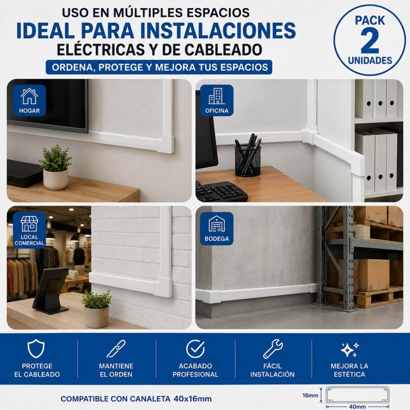 PACK 2UN CURVA PLANA 90° 40X16MM CANALETA - 6