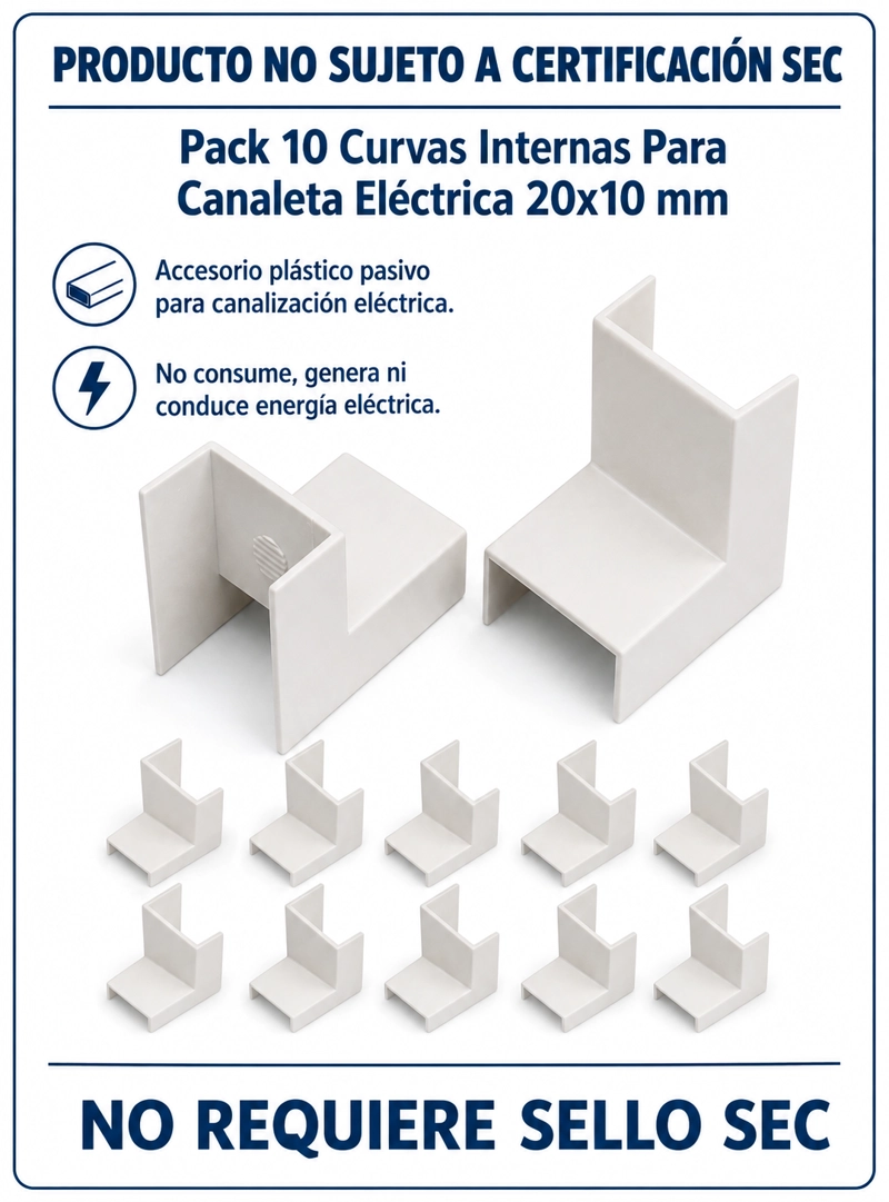 PACK 10 CURVAS INTERNAS PARA CANALETA ELE CTRICA 20X10MM - 8