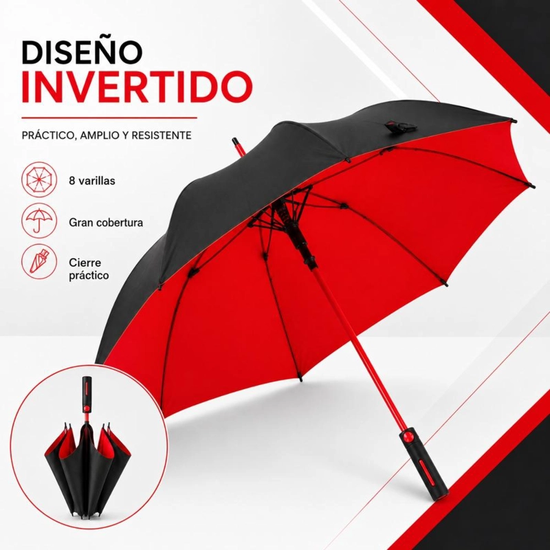 PARAGUAS INVERTIDO PARA INVIERNO ANTIVIENTO 8 VARILLAS - AMARILLO - 7