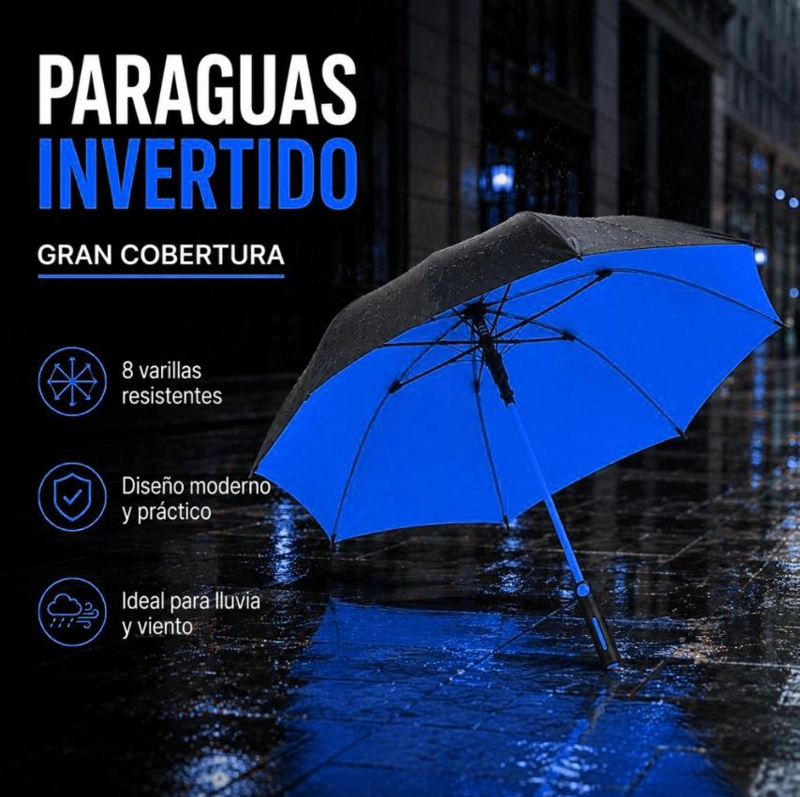 PARAGUAS INVERTIDO PARA INVIERNO ANTIVIENTO 8 VARILLAS - AMARILLO - 7