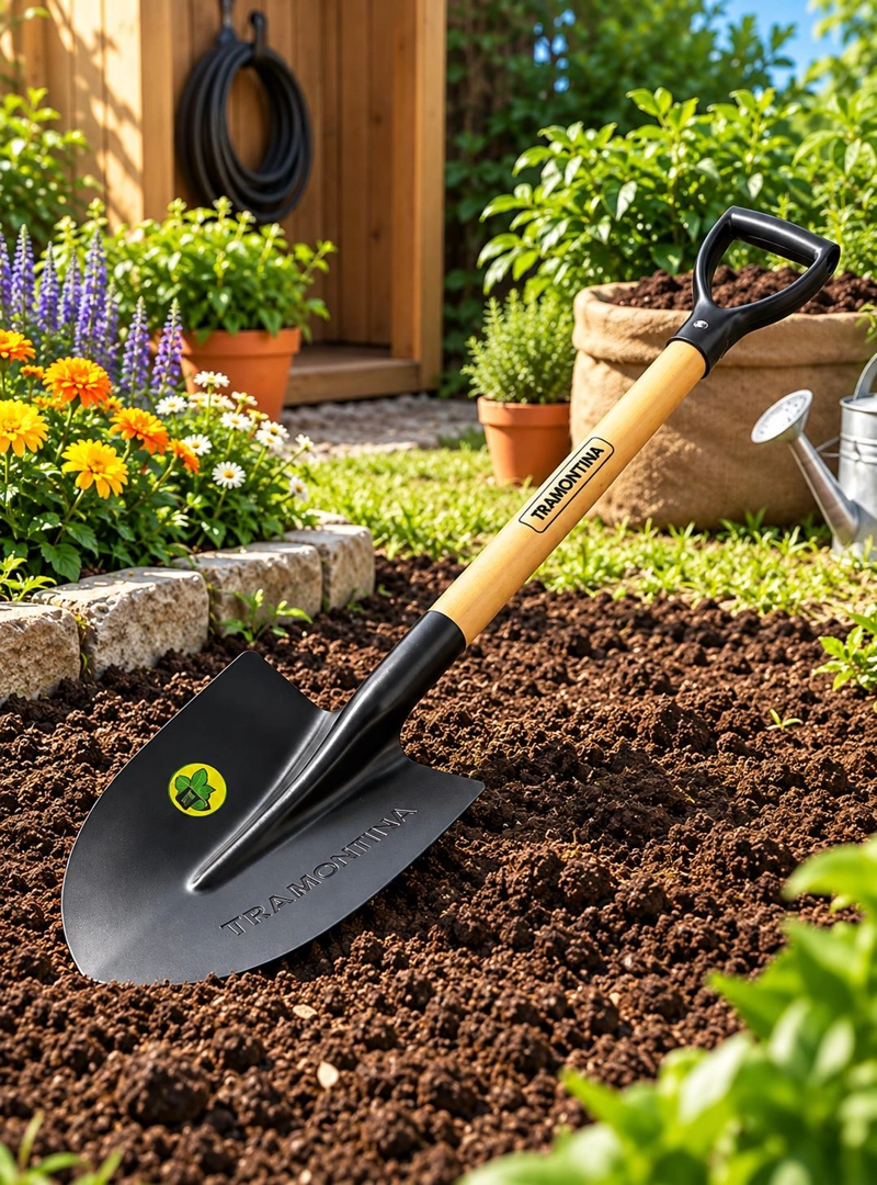 PALA JARDINERA TRAMONTINA MANGO MADERA EMPUÑADURA D - 2