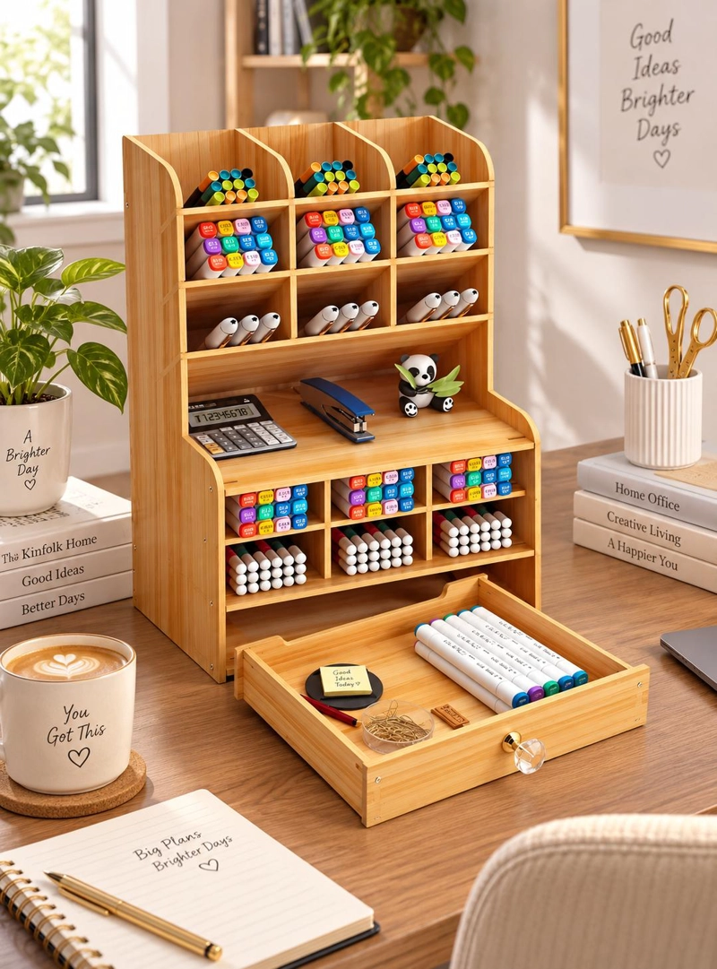ORGANIZADOR ESCRITORIO CON CAJON Y COMPARTIMENTOS OFICINA - 5