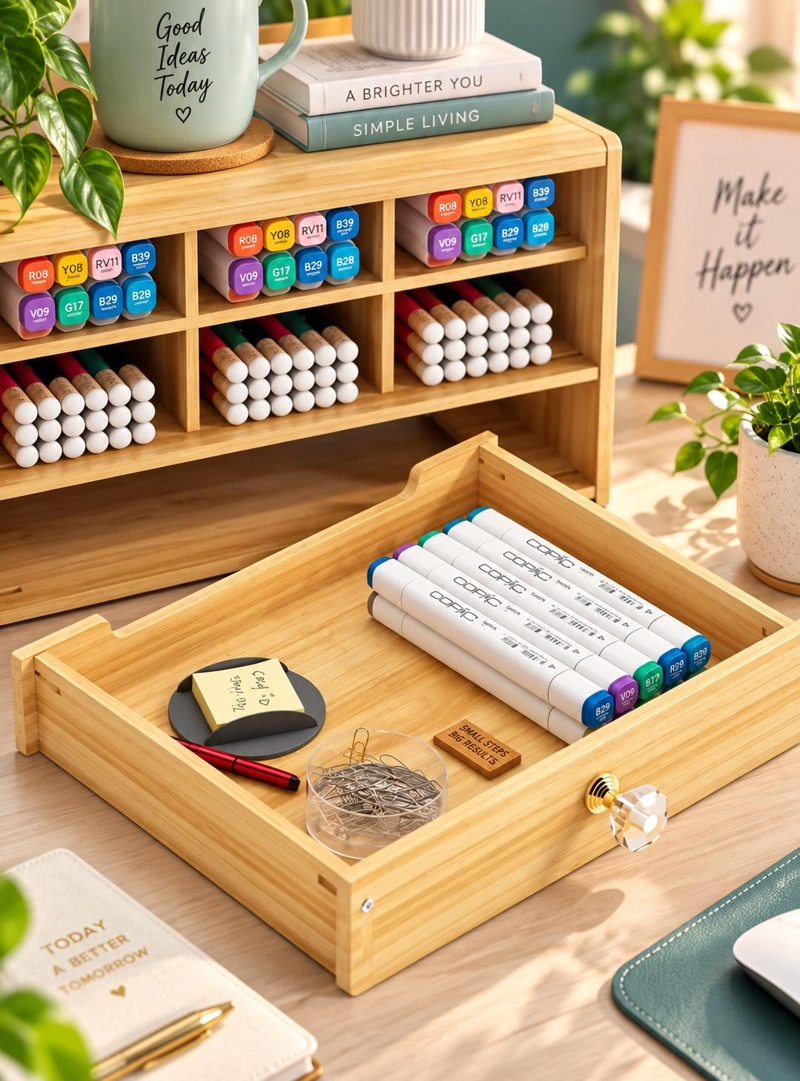 ORGANIZADOR ESCRITORIO CON CAJON Y COMPARTIMENTOS OFICINA - 6