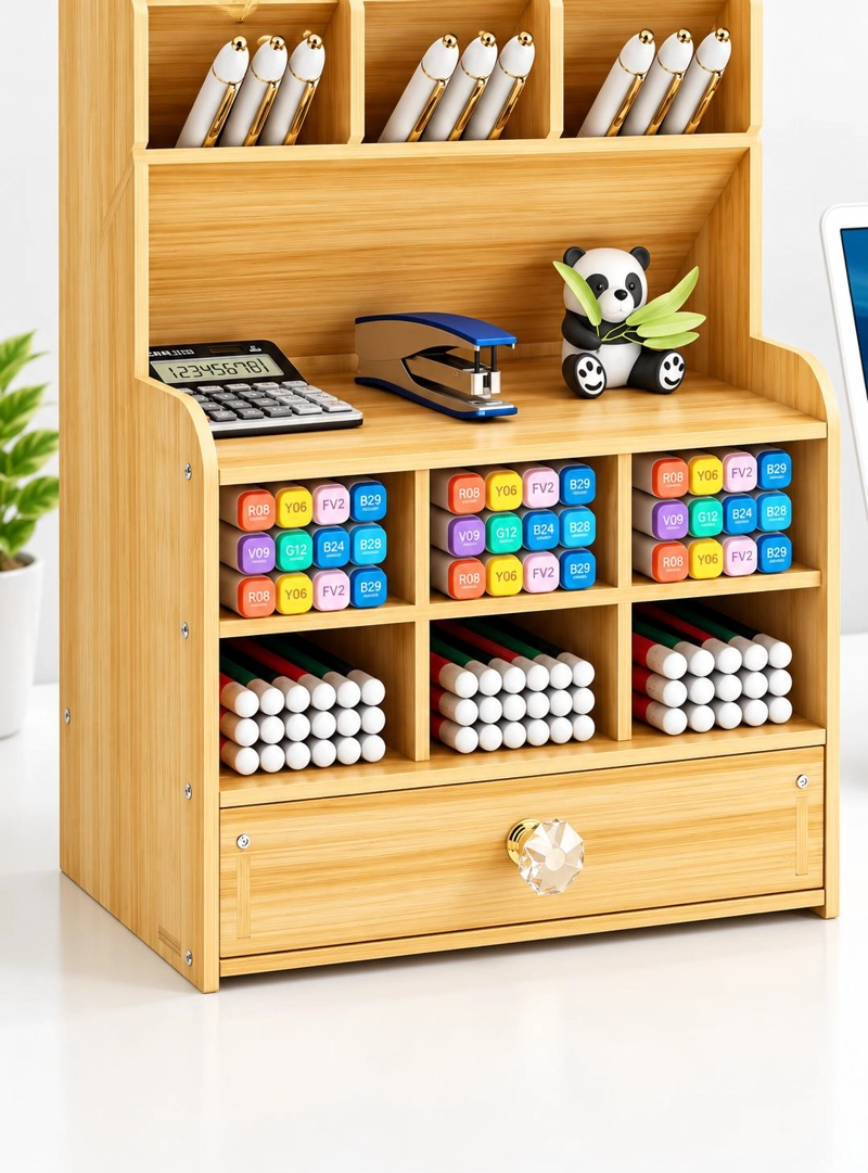ORGANIZADOR ESCRITORIO CON CAJON Y COMPARTIMENTOS OFICINA - 7
