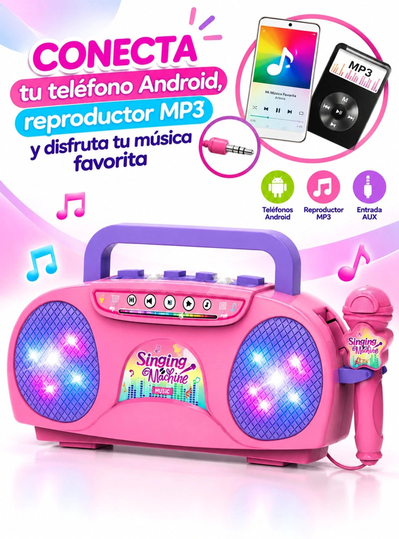 KARAOKE INFANTIL PORTATIL CON MICROFONO BLUETOOTH - 8