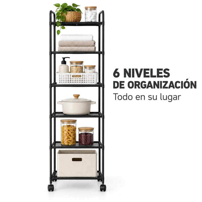ORGANIZADOR CON RUEDAS ESTANTE METALICO 6 NIVELES COCINA - 2