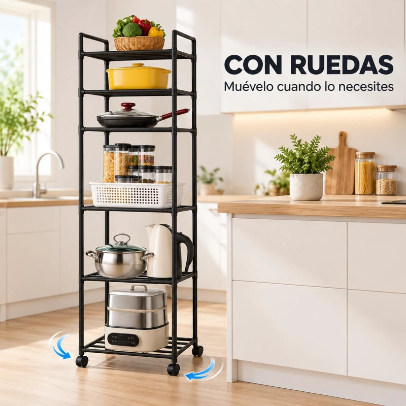 ORGANIZADOR CON RUEDAS ESTANTE METALICO 6 NIVELES COCINA - 4