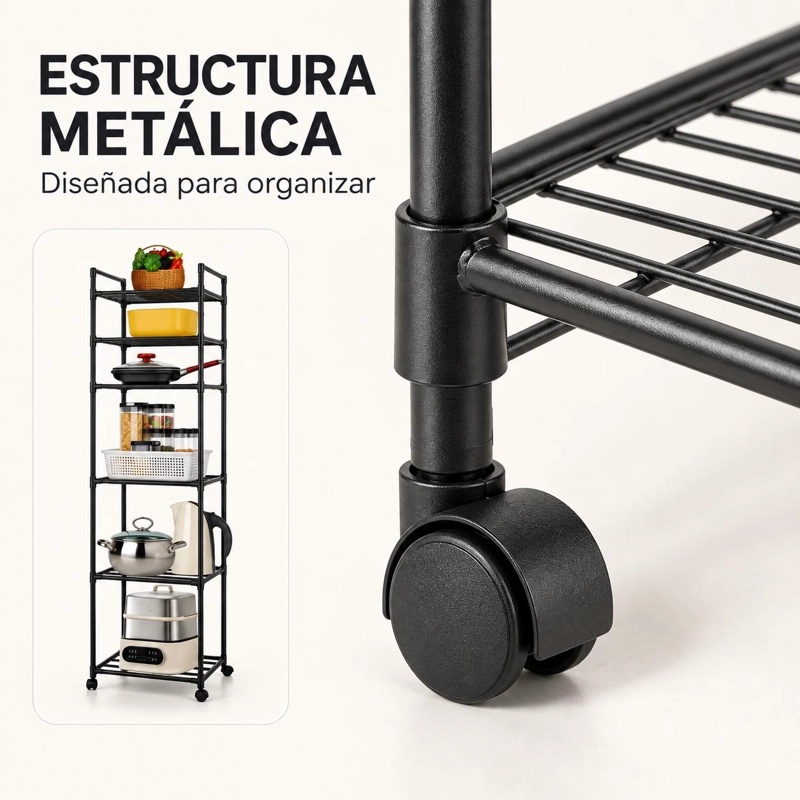 ORGANIZADOR CON RUEDAS ESTANTE METALICO 6 NIVELES COCINA - 5