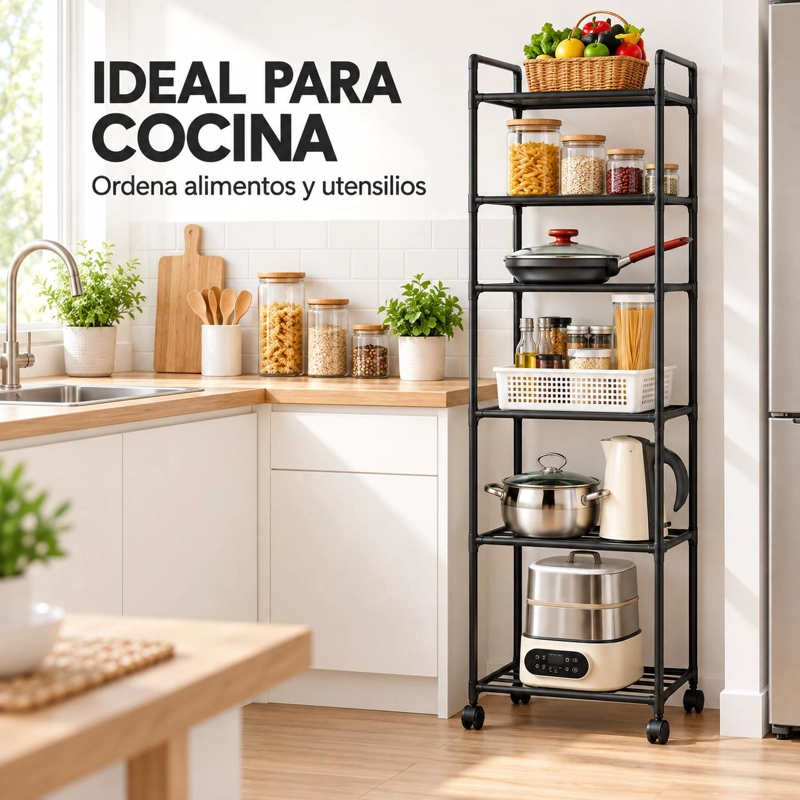 ORGANIZADOR CON RUEDAS ESTANTE METALICO 6 NIVELES COCINA - 6