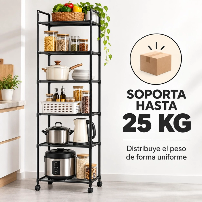 ORGANIZADOR CON RUEDAS ESTANTE METALICO 6 NIVELES COCINA - 7