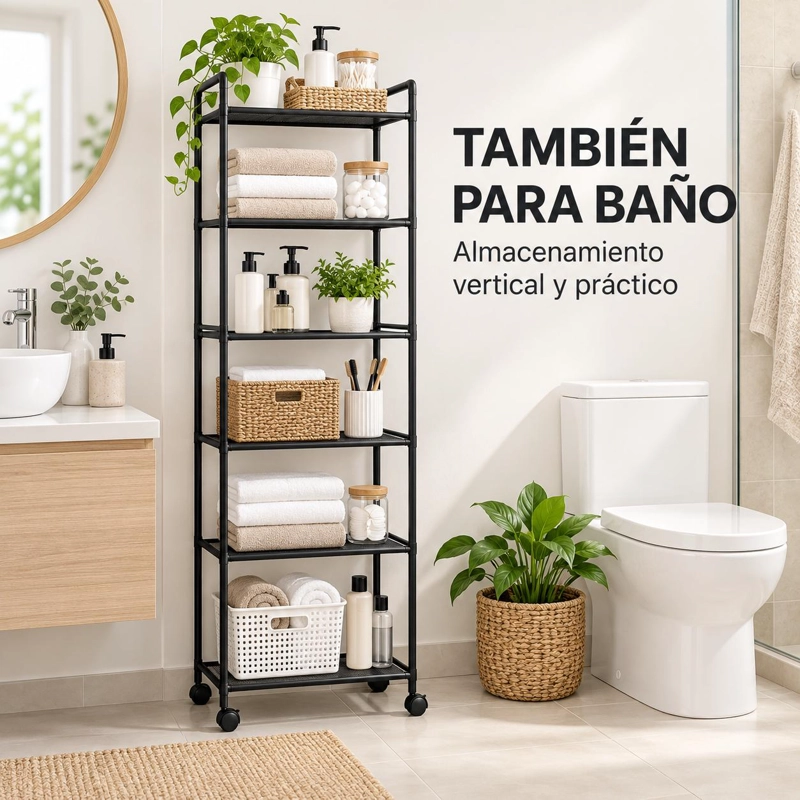 ORGANIZADOR CON RUEDAS ESTANTE METALICO 6 NIVELES COCINA - 8