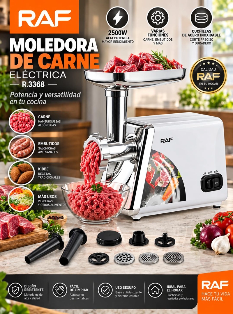 PICADORA DE CARNE ELE CTRICA RAF R3368 2500W - 7