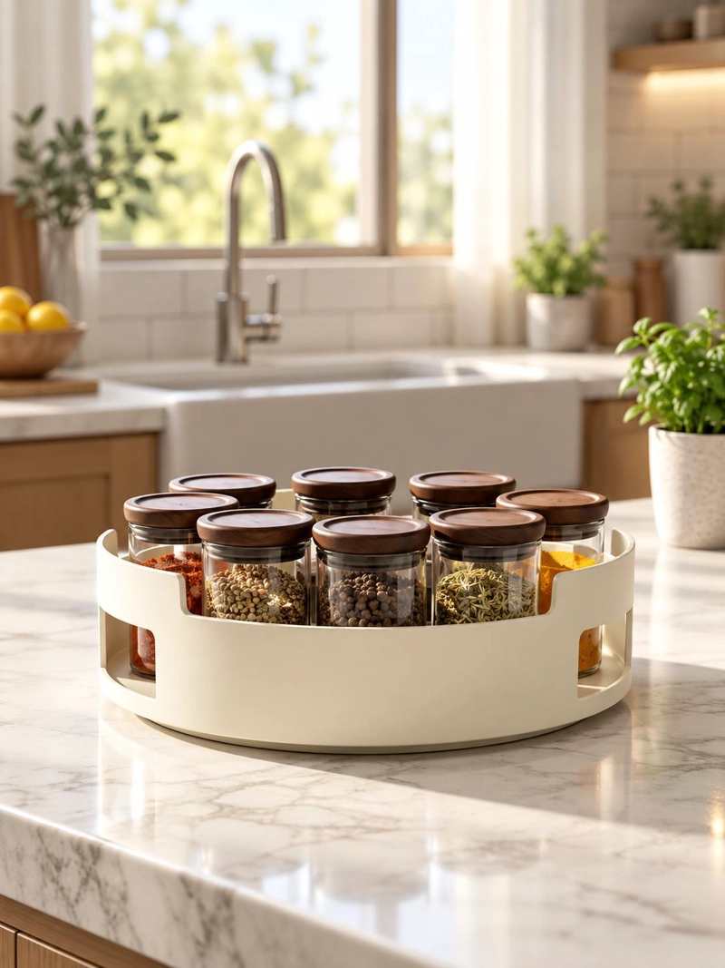 BANDEJA GIRATORIA ESPECIERO COCINA ORGANIZADOR BAÑO 360° - 4