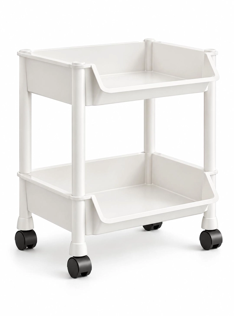 CARRITO CARRO ORGANIZADOR RUEDAS MULTIUSO 2 NIVELES BLANCO - 1