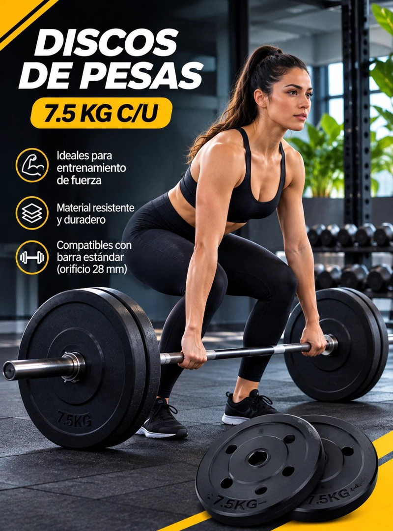 SET 2 DISCOS PESAS PVC PREOLIMPICOS 7,5 KG C/U TOTAL 15 KG - 7