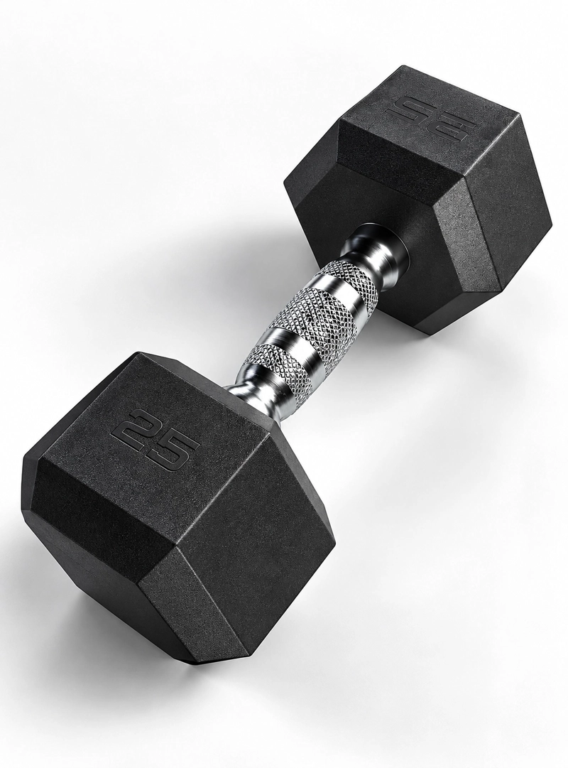 MANCUERNA HEXAGONAL 25 KG DE ACERO CON CAUCHO PARA GIMNASIO - 2