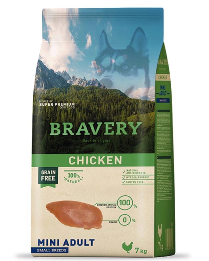 ALIMENTO BRAVERY CHICKEN MINI ADULT SMALL BREED 7 KG - 1