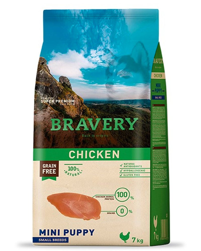 ALIMENTO SECO PERROS CACHORRO BRAVERY RAZA PEQUEÑA SABOR POLLO BOLSA 7 KG - 1