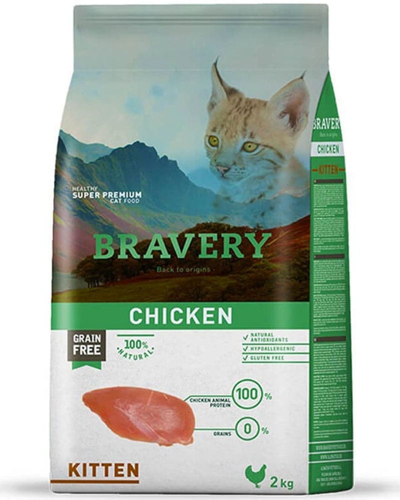 ALIMENTO SECO GATOS CACHORRO BRAVERY BOLSA 2 KG CHICKEN KITTEN - 1