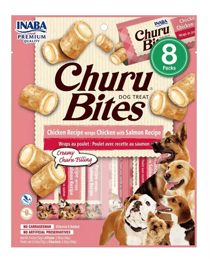 CHURU BITES POLLO CON SALMON PARA PERROS - 8 TUBOS - 1