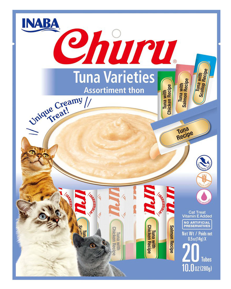 CHURU SNACK PARA GATO ATÚN VARIEDADES 20 TUBOS 280G INABA - 1