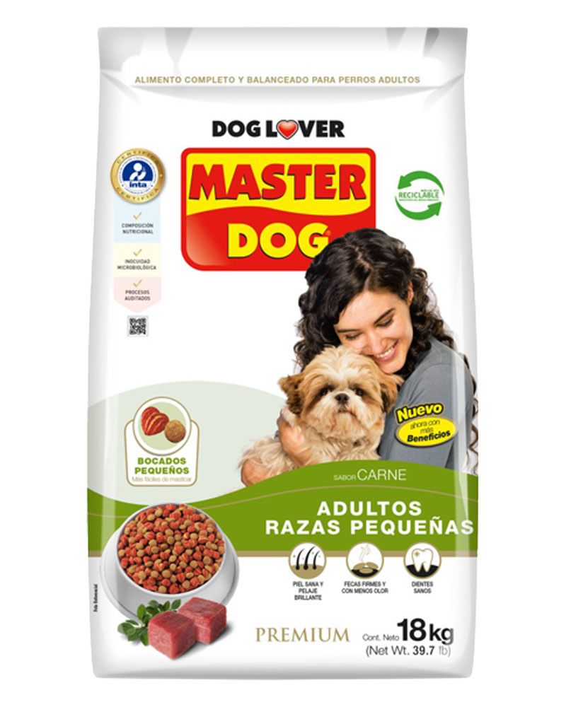 ALIMENTO MASTER DOG ADULTO RAZAS PEQUEÑAS 18KG - 1