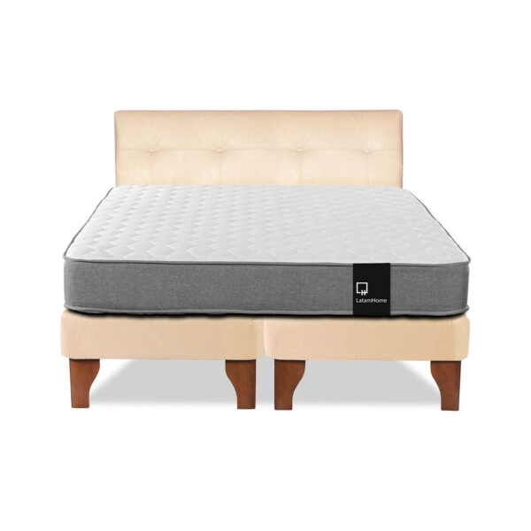CAMA EUROPEA LATAM HOME ZEN BEST TELA PU BEIGE 2 PLAZAS + RESPALDO - 2