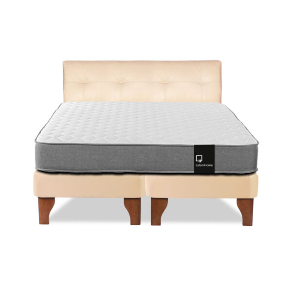 CAMA EUROPEA LATAM HOME ZEN BEST TELA PU BEIGE 2 PLAZAS + RESPALDO - 2