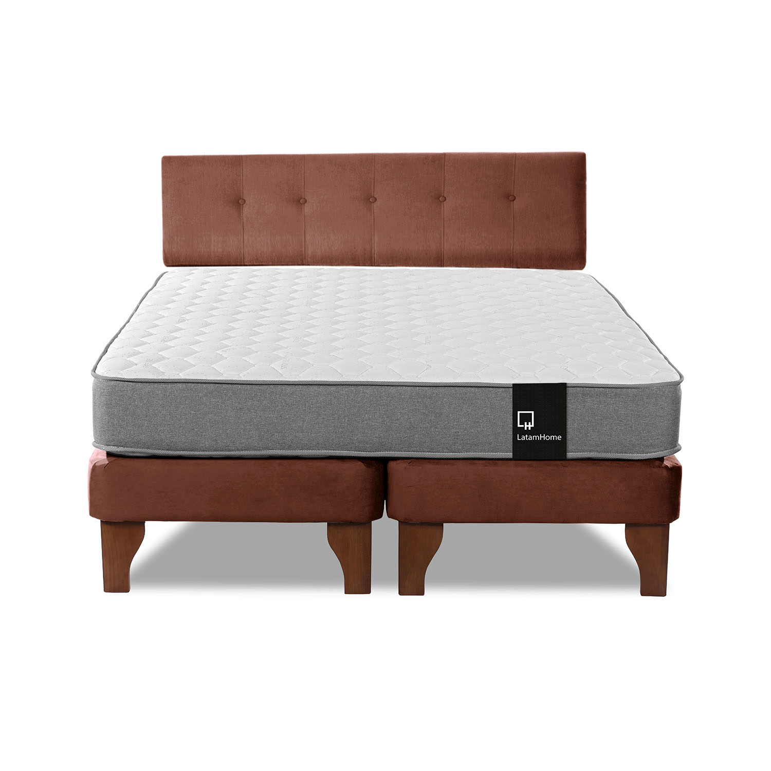 CAMA EUROPEA LATAM HOME ZEN BEST TELA VELVET CHOCOLATE 2 PLAZAS + RESPALDO - 2