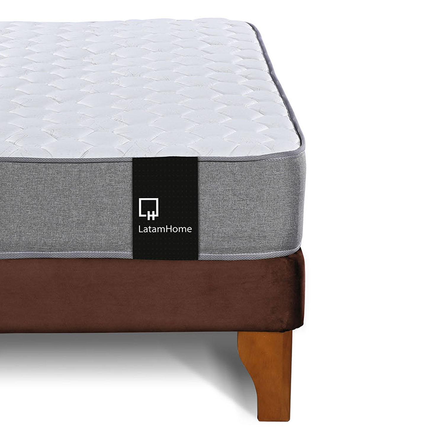 CAMA EUROPEA LATAM HOME ZEN BEST TELA VELVET CHOCOLATE 2 PLAZAS + RESPALDO - 6