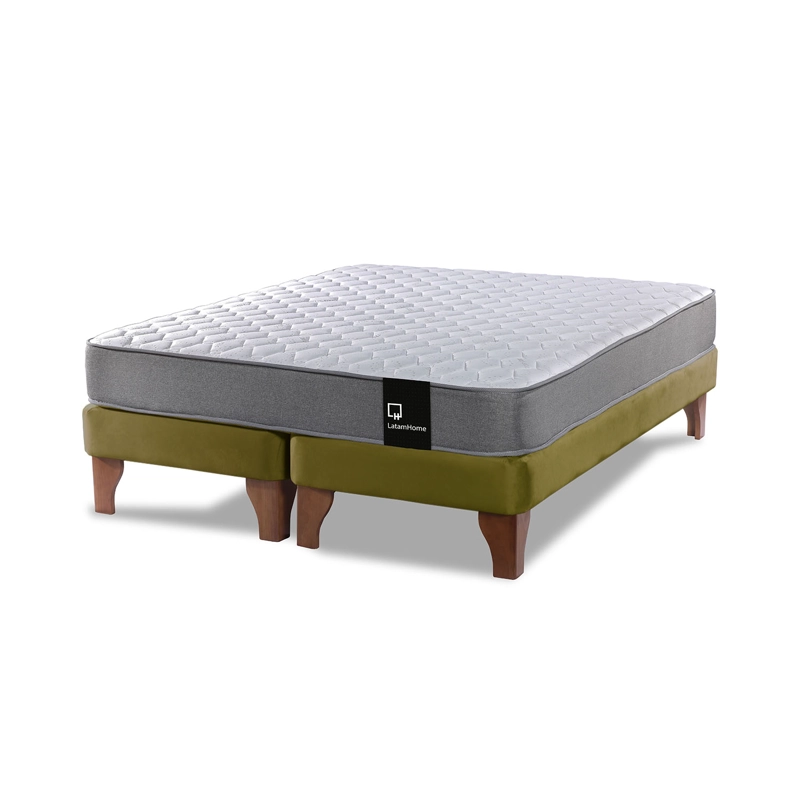 CAMA EUROPEA LATAM HOME ZEN BEST TELA VELVET VERDE 2 PLAZAS - 1