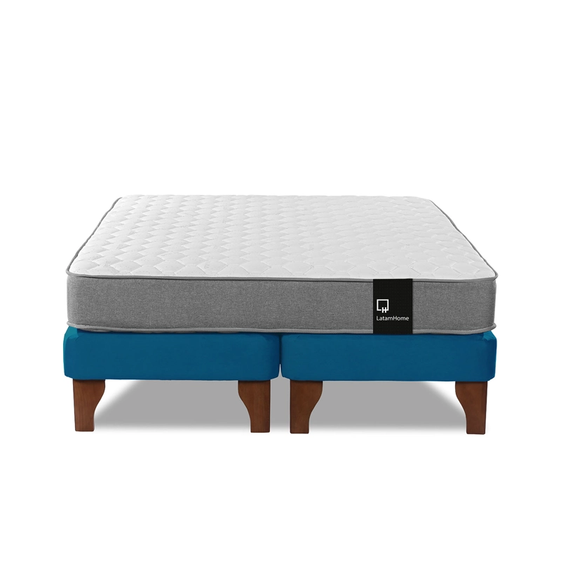 CAMA EUROPEA LATAM HOME ZEN BEST TELA VELVET AZUL 2 PLAZAS - 2