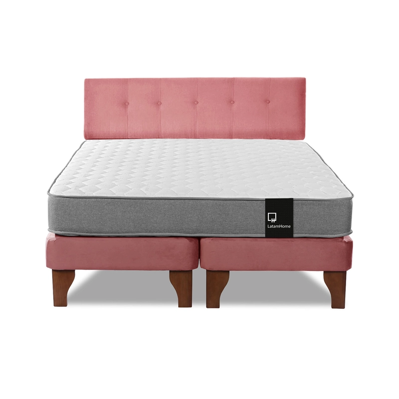 CAMA EUROPEA LATAM HOME ZEN BEST TELA VELVET PALO ROSA 2 PLAZAS + RESPALDO - 2