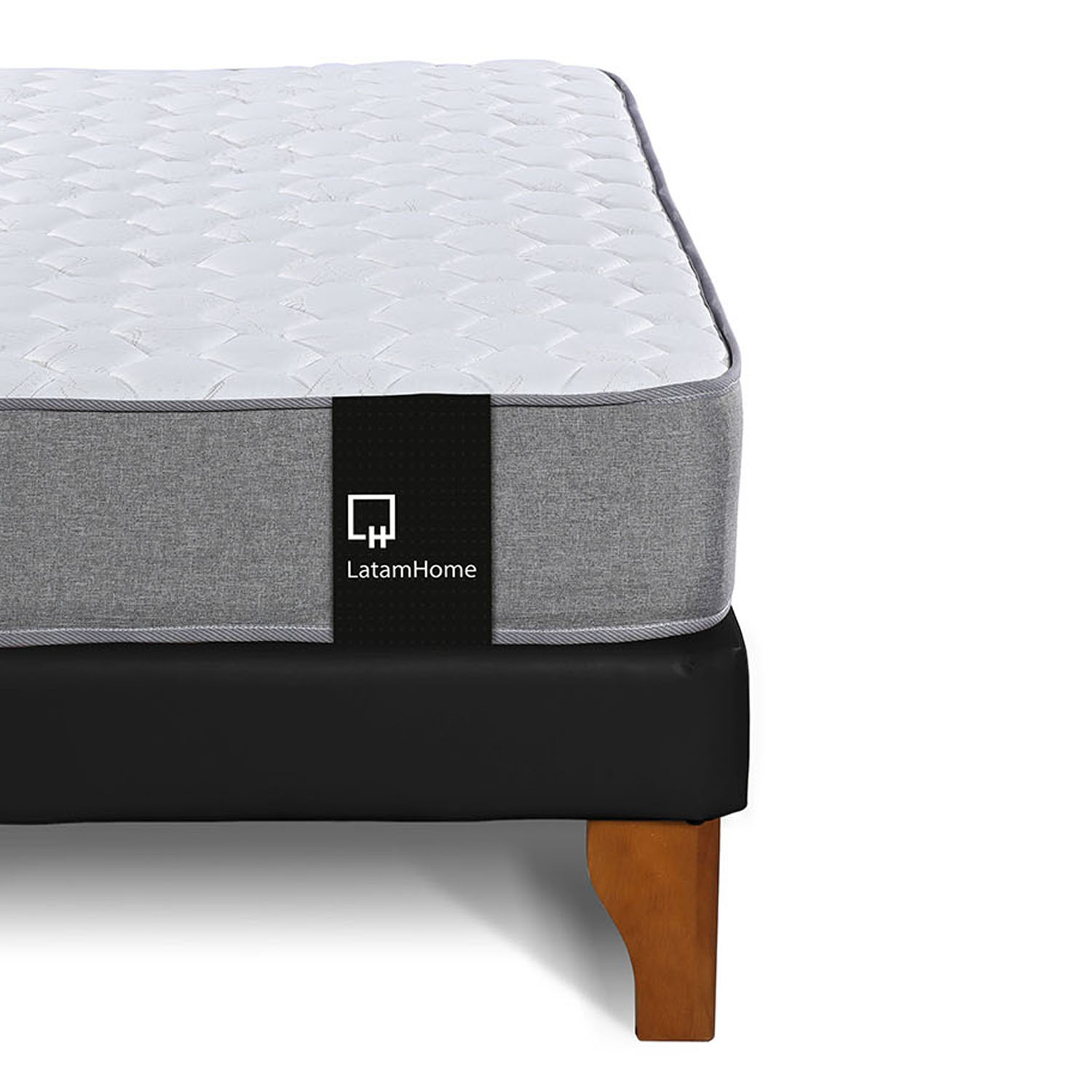 CAMA EUROPEA LATAM HOME ZEN BEST TELA PU NEGRO 2 PLAZAS + RESPALDO - 3