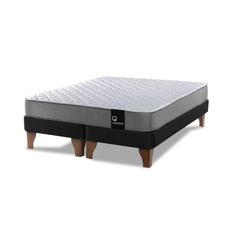 CAMA EUROPEA LATAM HOME ZEN BEST TELA VELVET NEGRO 2 PLAZAS - 1