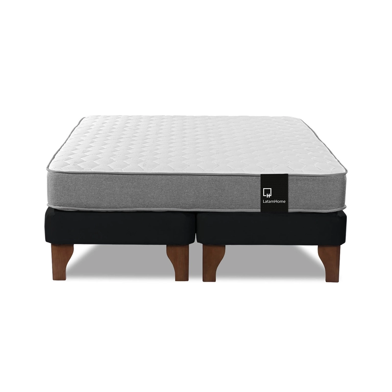 CAMA EUROPEA LATAM HOME ZEN BEST TELA VELVET NEGRO 2 PLAZAS - 2