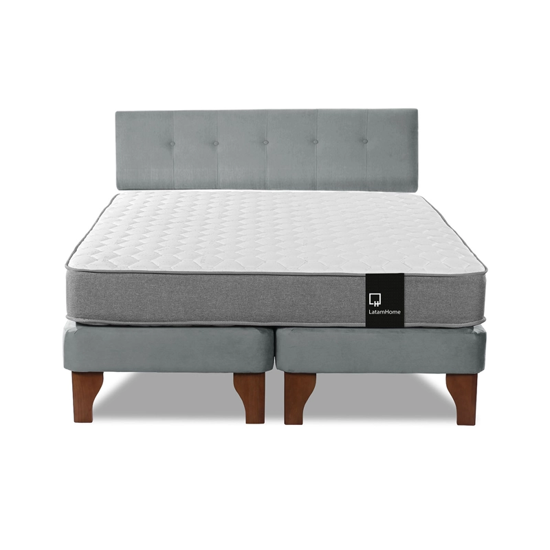 CAMA EUROPEA LATAM HOME ZEN BEST TELA VELVET GRIS 2 PLAZAS + RESPALDO - 2