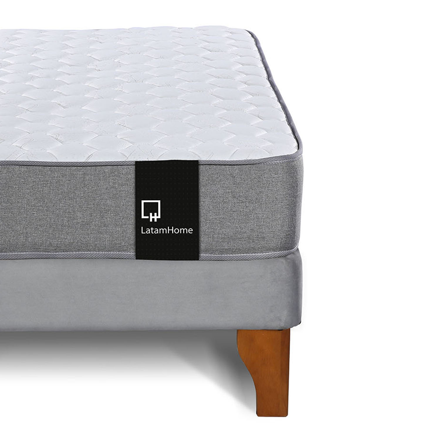 CAMA EUROPEA LATAM HOME ZEN BEST TELA VELVET GRIS 2 PLAZAS + RESPALDO - 6