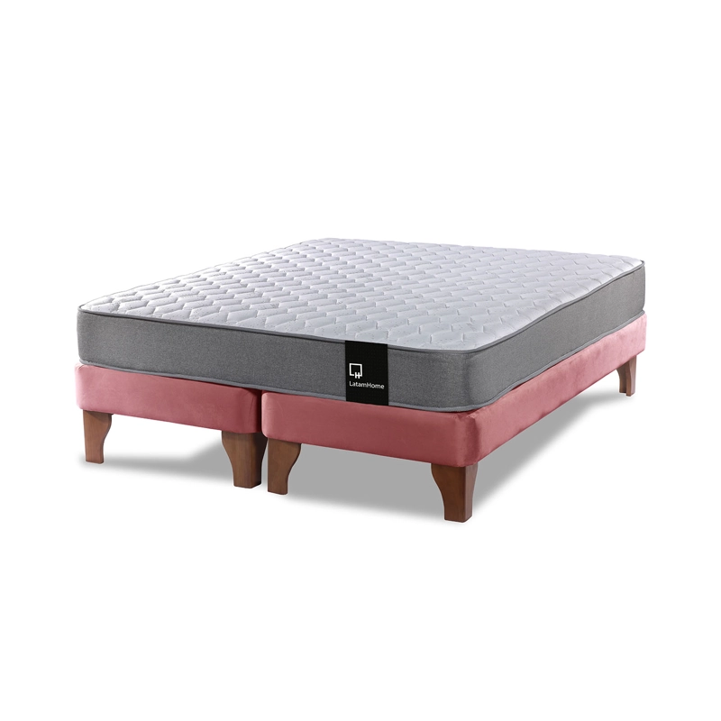 CAMA EUROPEA LATAM HOME ZEN BEST TELA VELVET PALO ROSA 2 PLAZAS - 1