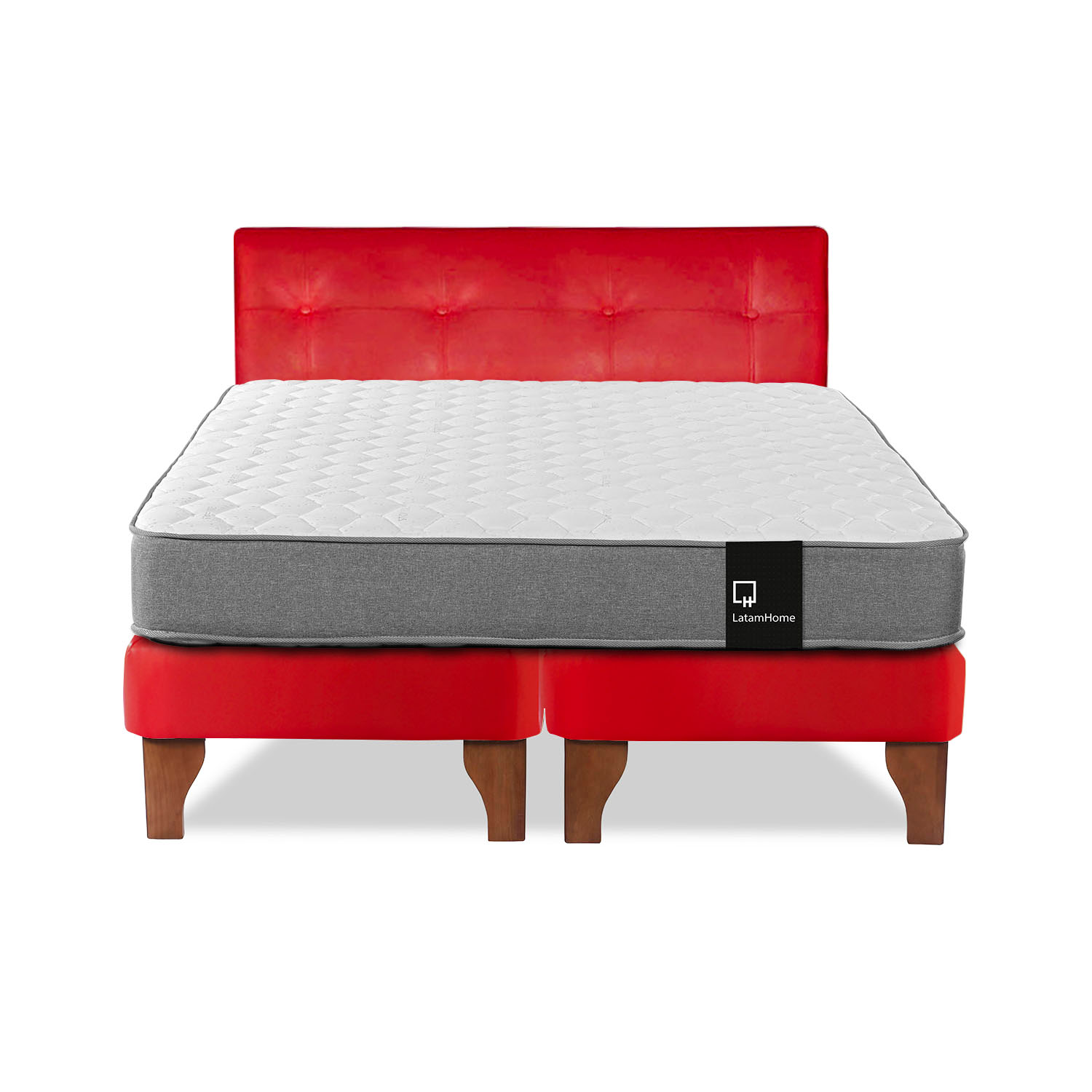 CAMA EUROPEA LATAM HOME ZEN BEST TELA PU ROJO 2 PLAZAS + RESPALDO - 2