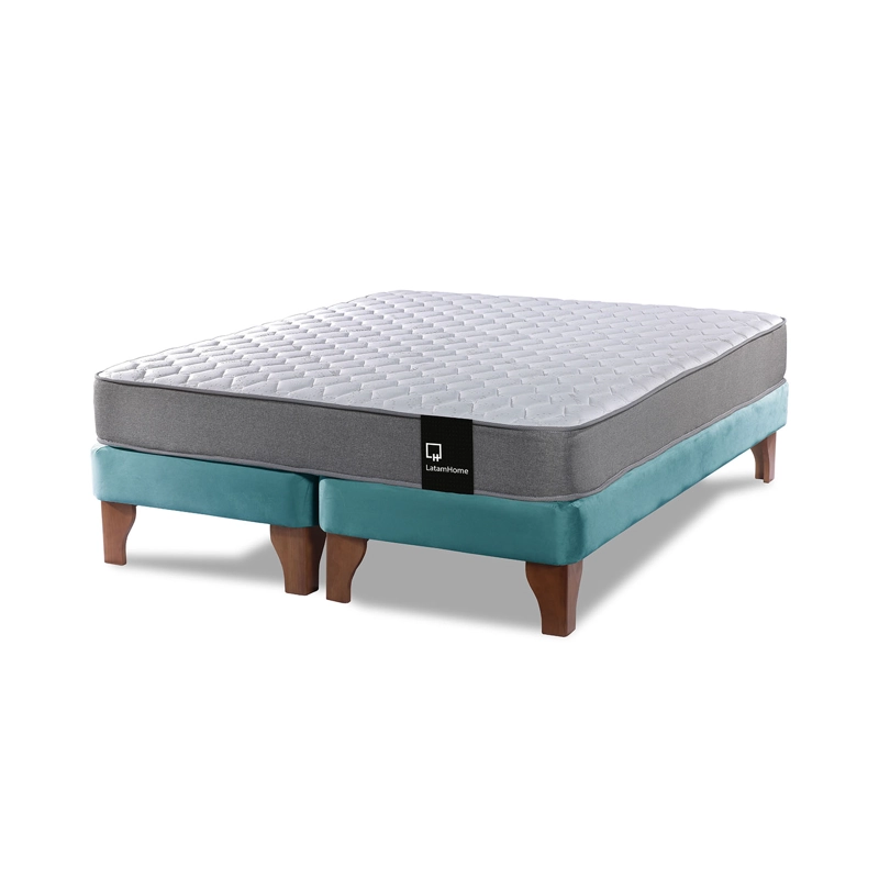 CAMA EUROPEA LATAM HOME ZEN BEST TELA VELVET TURQUESA 2 PLAZAS - 1