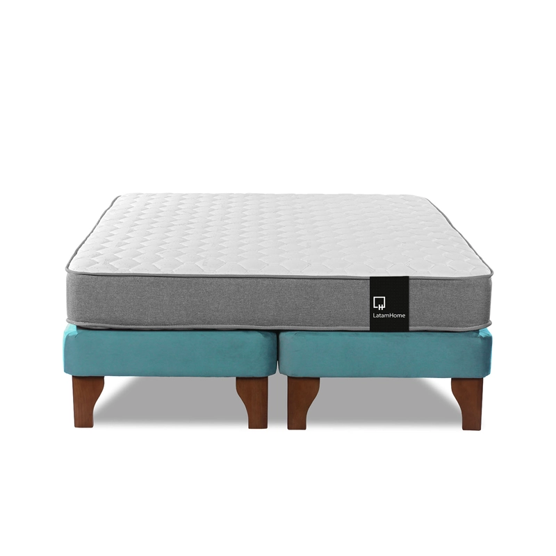 CAMA EUROPEA LATAM HOME ZEN BEST TELA VELVET TURQUESA 2 PLAZAS - 2