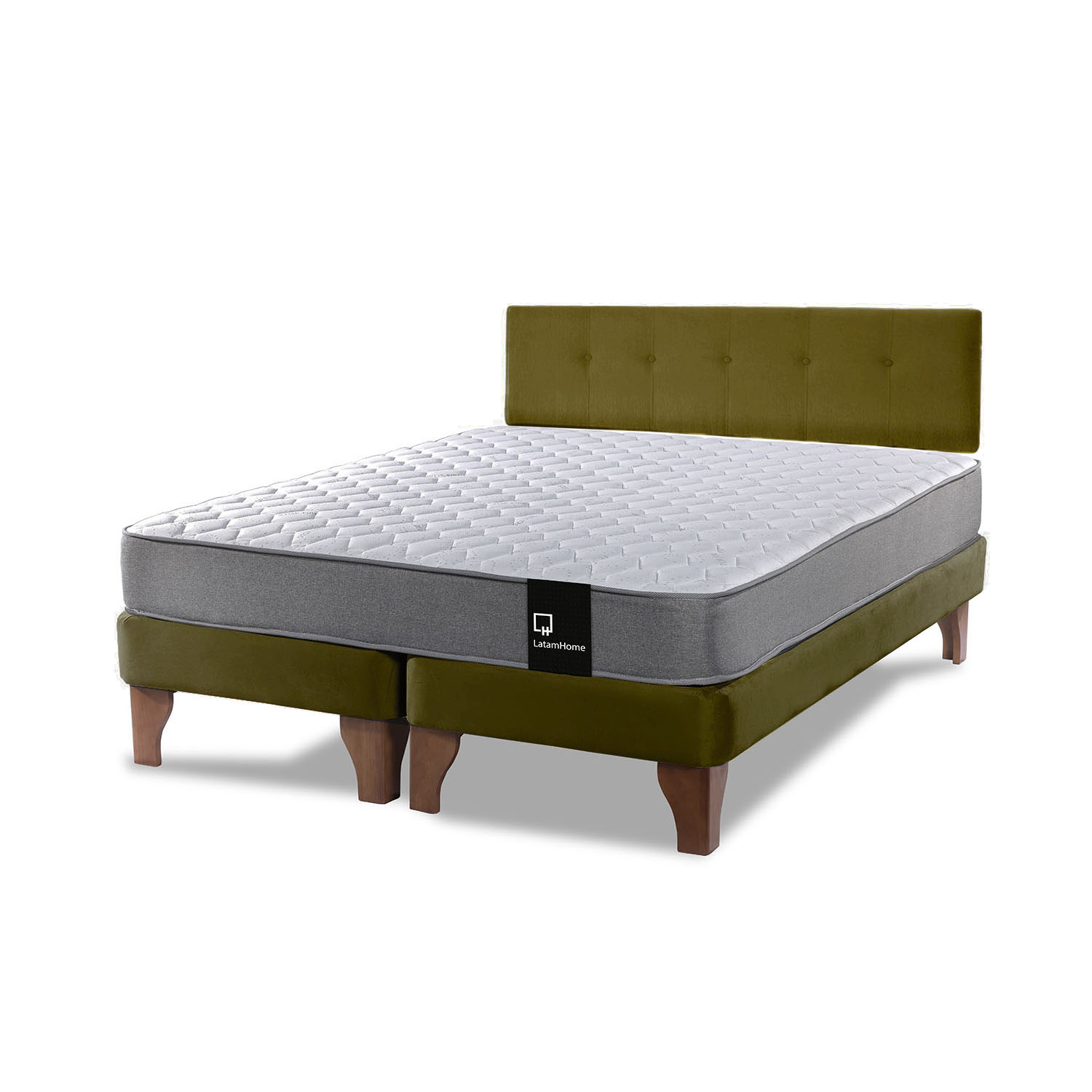 CAMA EUROPEA LATAM HOME ZEN BEST TELA VELVET VERDE 2 PLAZAS + RESPALDO - 2
