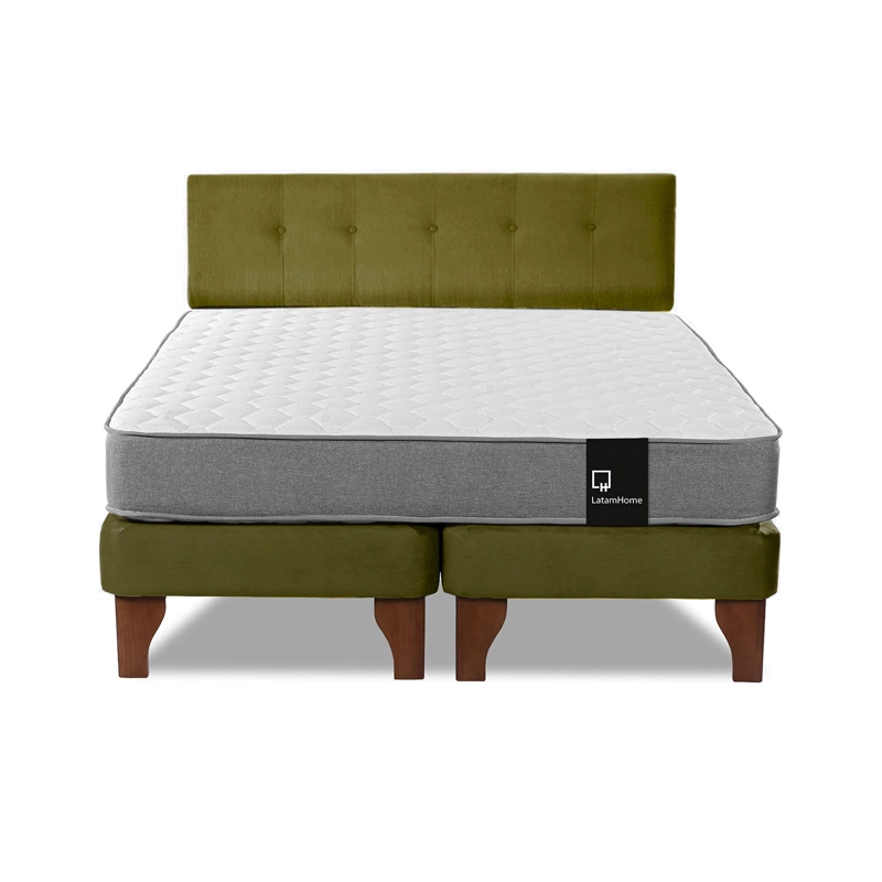 CAMA EUROPEA LATAM HOME ZEN BEST TELA VELVET VERDE 2 PLAZAS + RESPALDO - 5