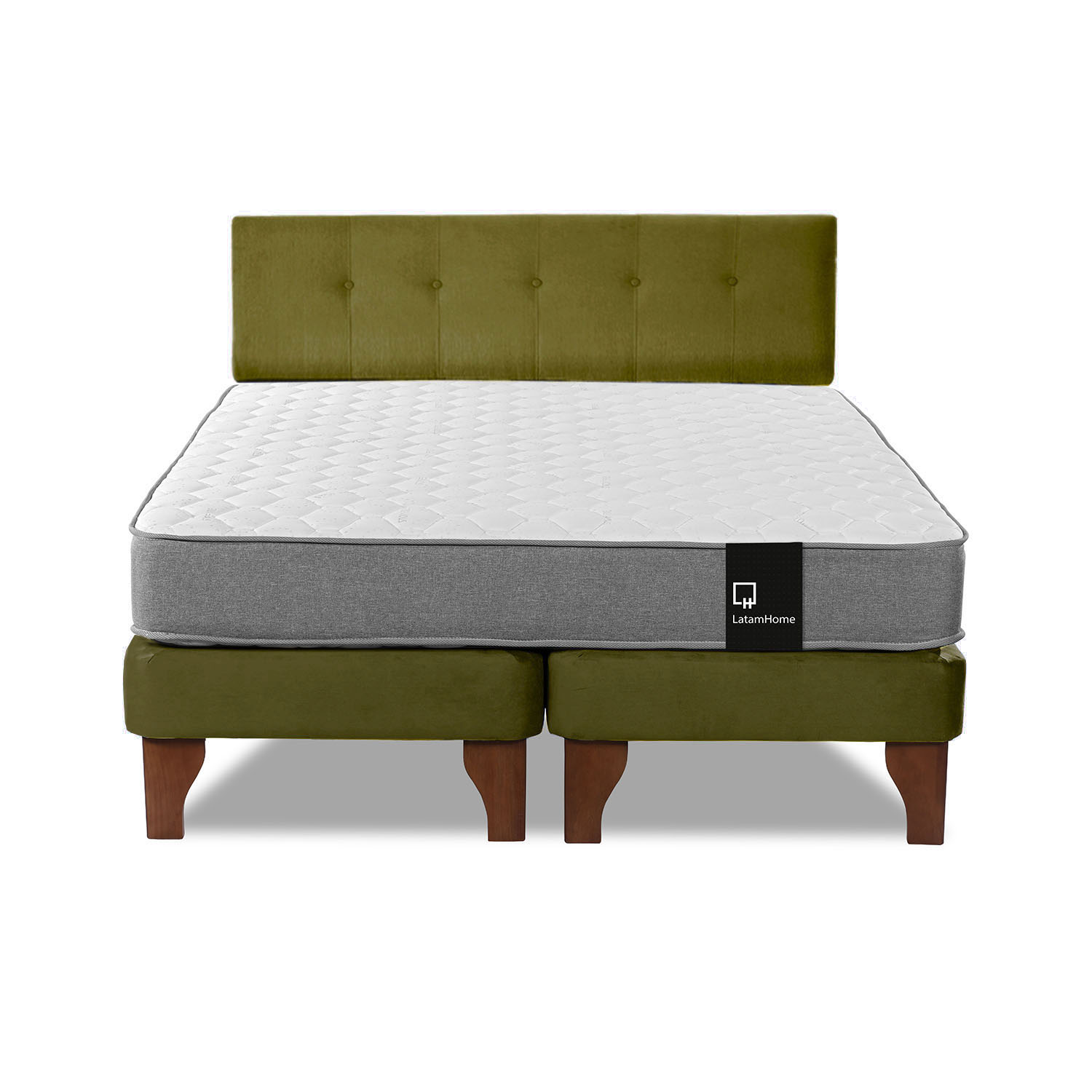 CAMA EUROPEA LATAM HOME ZEN BEST TELA VELVET VERDE 2 PLAZAS + RESPALDO - 5