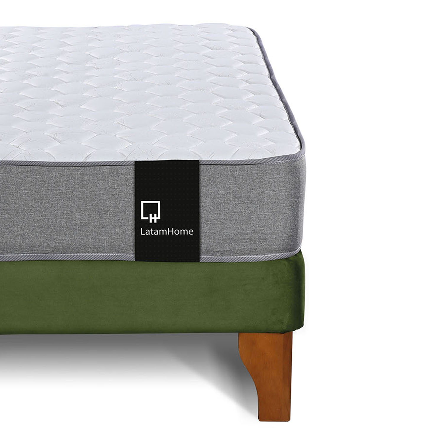 CAMA EUROPEA LATAM HOME ZEN BEST TELA VELVET VERDE 2 PLAZAS + RESPALDO - 6