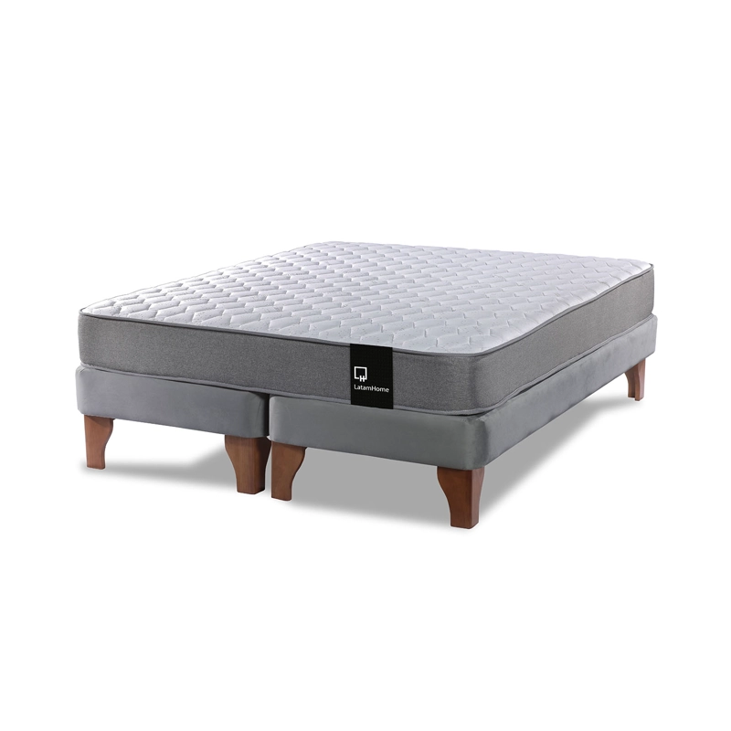 CAMA EUROPEA LATAM HOME ZEN BEST TELA VELVET GRIS 2 PLAZAS - 1