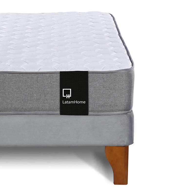 CAMA EUROPEA LATAM HOME ZEN BEST TELA VELVET GRIS 2 PLAZAS - 3