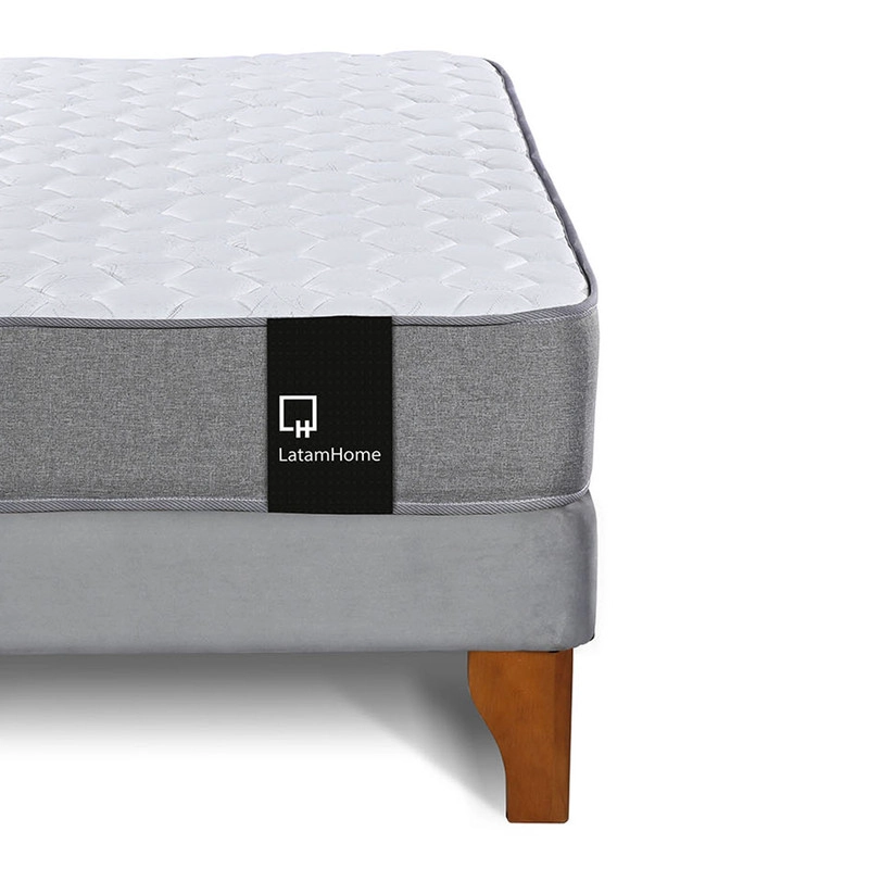 CAMA EUROPEA LATAM HOME ZEN BEST TELA VELVET GRIS 2 PLAZAS - 4
