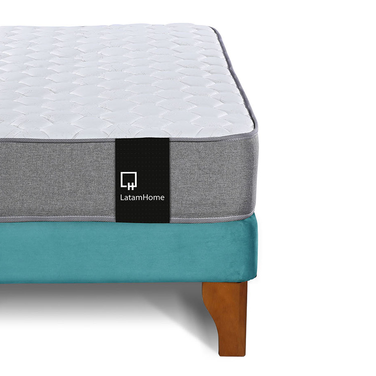 CAMA EUROPEA LATAM HOME ZEN BEST TELA VELVET TURQUESA 2 PLAZAS + RESPALDO - 3